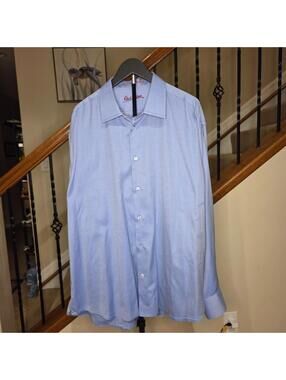 Robert Graham Dress Shirt Large Blue Paisley Inside Sleeve Cuff